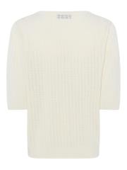Lundgaard strik bluse med hulmnster og halve rmer - Off White
