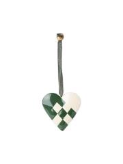 Maileg Metal ophæng flettet hjerte grøn