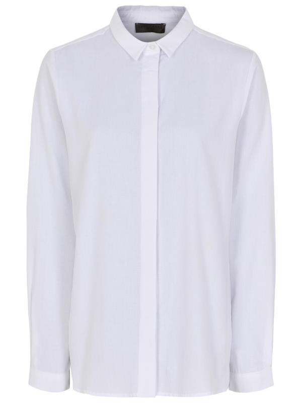 Billede af Lundgaard skjorte i bomuld med knapper i siden, hvid