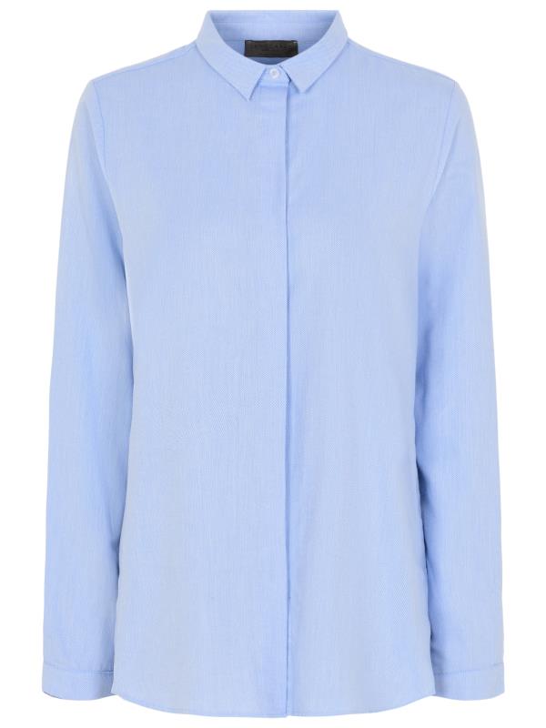 Billede af Lundgaard skjorte i bomuld med knapper i siden, lyseblå