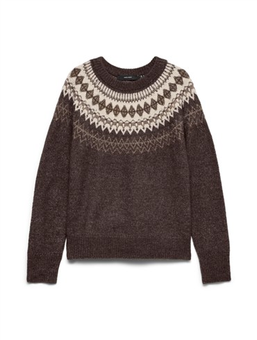 Vero Moda Strik til dame - blød og anvendelig strik til hverdagen Chocolate Torte/BRICH/SILVER MINK