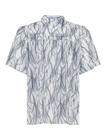 Lundgaard kortærmet skjorte med blåt mønster