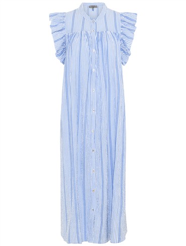 Stribet Lundgaard kjole med korte ærmer