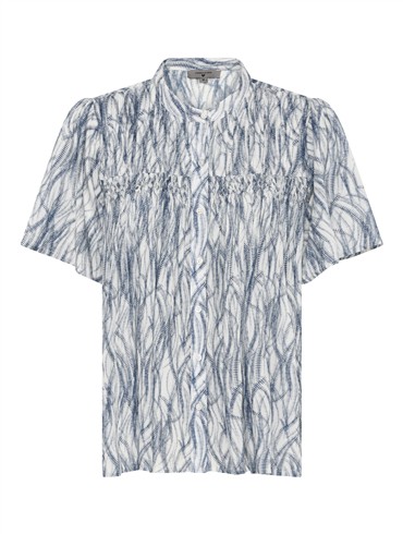 Lundgaard kortærmet skjorte med blåt mønster